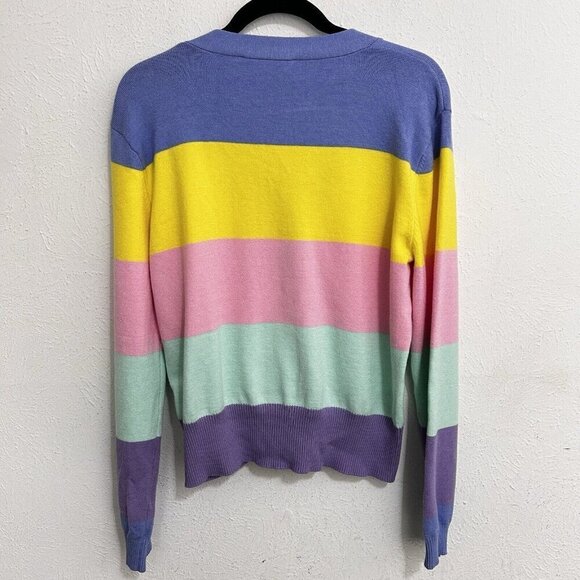 ENGLISH FACTORY Color Block V Neck Button Up Cardigan Multicolored Size L - Picture 5 of 9